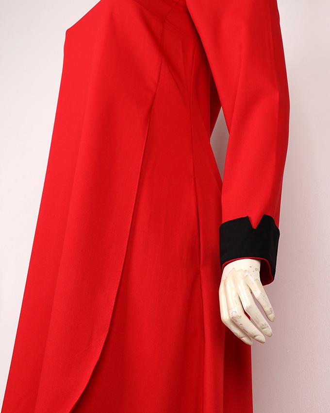 Red dress with black cuffs